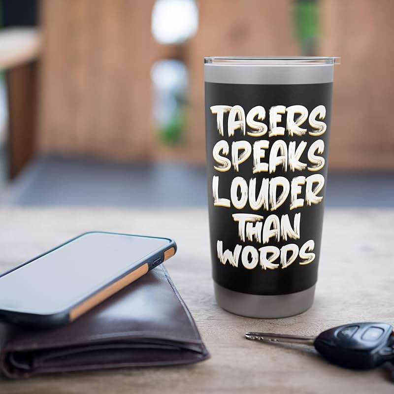 Tasers Speak Louder Than Words Electric Taser Stainless Steel Insulated Tumbler - Image 7