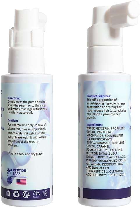 Peptide Hair Growth Serum Spray with Acetyl Tetrapeptide-3, Biotinoyl Tripeptide-1, Caffeine and Licorice Root Extract - Image 4