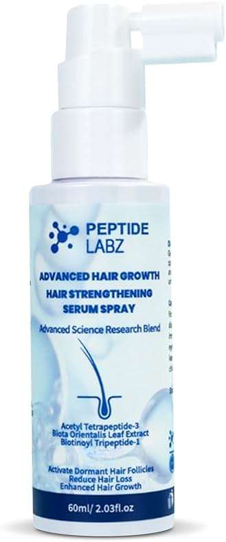 Peptide Hair Growth Serum Spray with Acetyl Tetrapeptide-3, Biotinoyl Tripeptide-1, Caffeine and Licorice Root Extract - Image 5
