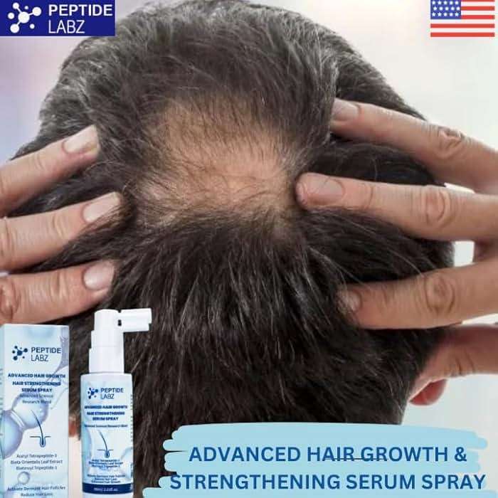 Peptide Hair Growth Serum Spray with Acetyl Tetrapeptide-3, Biotinoyl Tripeptide-1, Caffeine and Licorice Root Extract - Image 6