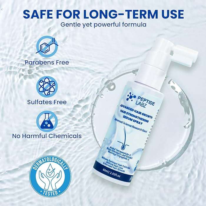 Peptide Hair Growth Serum Spray with Acetyl Tetrapeptide-3, Biotinoyl Tripeptide-1, Caffeine and Licorice Root Extract - Image 8