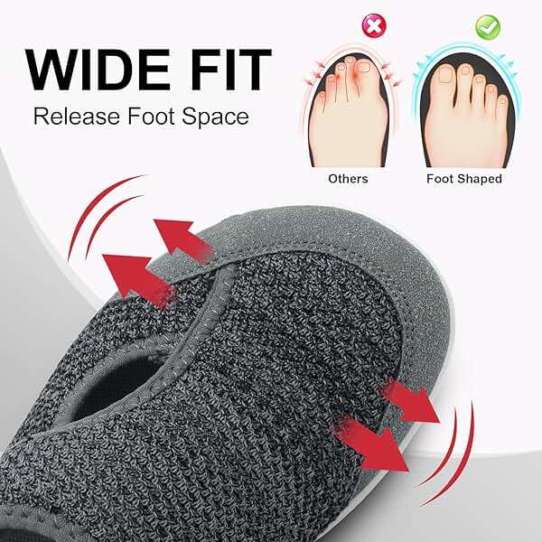 LeIsfIt Womens Wide Diabetic Shoes Adjustable Barefoot Walking Shoes Breathable Zero Drop Sneakers for Wide Width Arthritis Edema Feet - Image 2