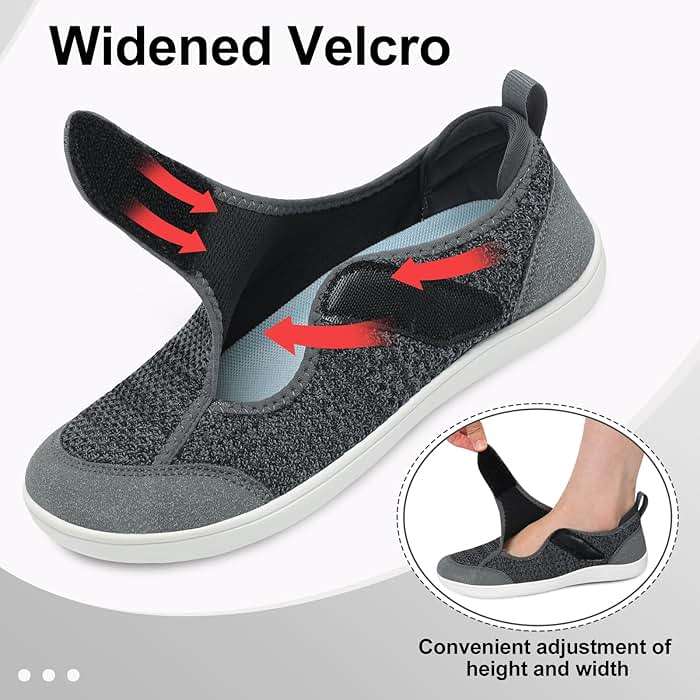 LeIsfIt Womens Wide Diabetic Shoes Adjustable Barefoot Walking Shoes Breathable Zero Drop Sneakers for Wide Width Arthritis Edema Feet - Image 3