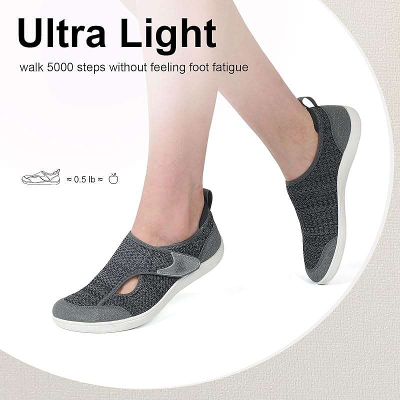 LeIsfIt Womens Wide Diabetic Shoes Adjustable Barefoot Walking Shoes Breathable Zero Drop Sneakers for Wide Width Arthritis Edema Feet - Image 6