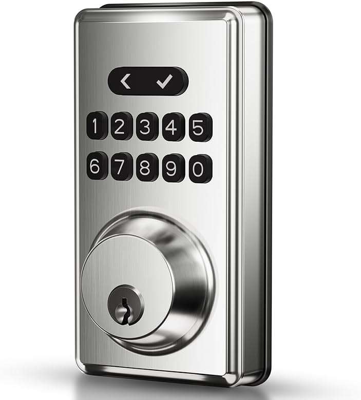 MOUSETRO Keyless Entry Door Lock Deadbolt with Keypad, Digital Smart Locks with Code, Auto Lock, Anti-Peeking Password, Easy Installation, Satin Nickel - Image 1