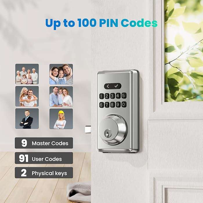 MOUSETRO Keyless Entry Door Lock Deadbolt with Keypad, Digital Smart Locks with Code, Auto Lock, Anti-Peeking Password, Easy Installation, Satin Nickel - Image 2