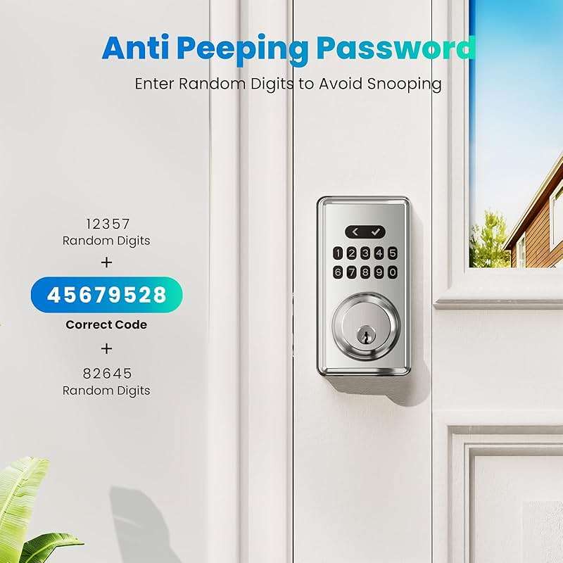 MOUSETRO Keyless Entry Door Lock Deadbolt with Keypad, Digital Smart Locks with Code, Auto Lock, Anti-Peeking Password, Easy Installation, Satin Nickel - Image 3