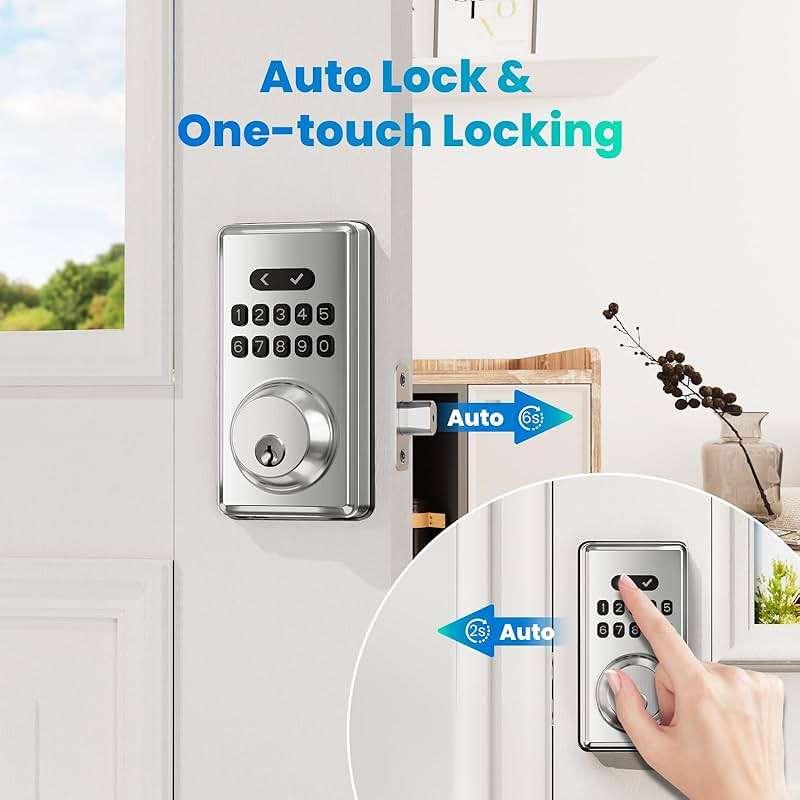 MOUSETRO Keyless Entry Door Lock Deadbolt with Keypad, Digital Smart Locks with Code, Auto Lock, Anti-Peeking Password, Easy Installation, Satin Nickel - Image 4