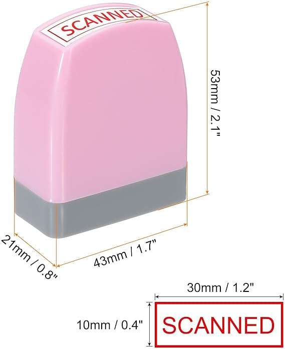 PATIKIL Scanned Notice Stamp Self Inking, Red Ink Office Stamps Pre Inked Message Stamp Refillable Business Stamp, Pink - Image 3