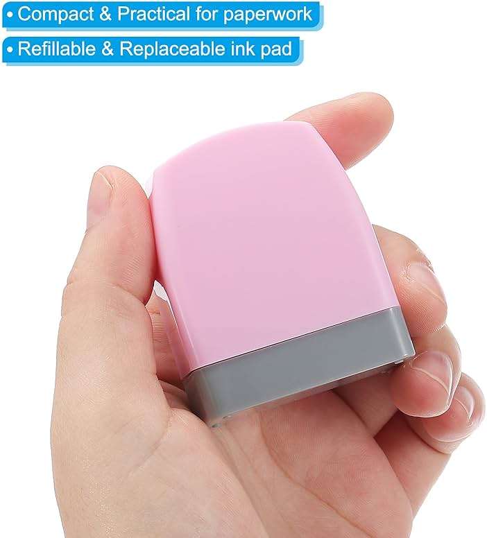 PATIKIL Scanned Notice Stamp Self Inking, Red Ink Office Stamps Pre Inked Message Stamp Refillable Business Stamp, Pink - Image 5