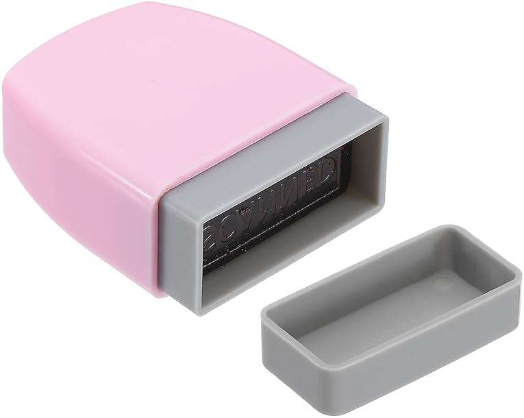 PATIKIL Scanned Notice Stamp Self Inking, Red Ink Office Stamps Pre Inked Message Stamp Refillable Business Stamp, Pink - Image 6