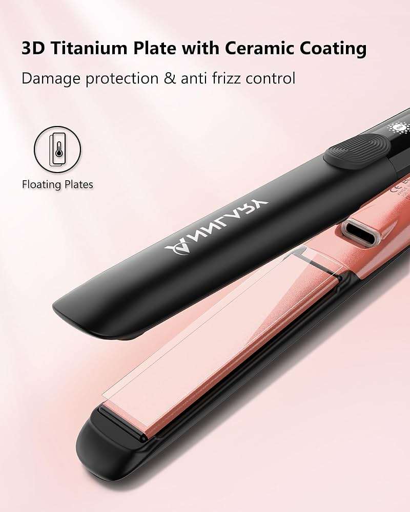 Annlary Hair Straightener 1 Inch Flat Iron and Curler 2 in 1 Titanium Ceramic Ionic Dual Voltage Straightener with Heat-Resistant Silicone, for Less Frizz, Shinier & Smoother - Image 4