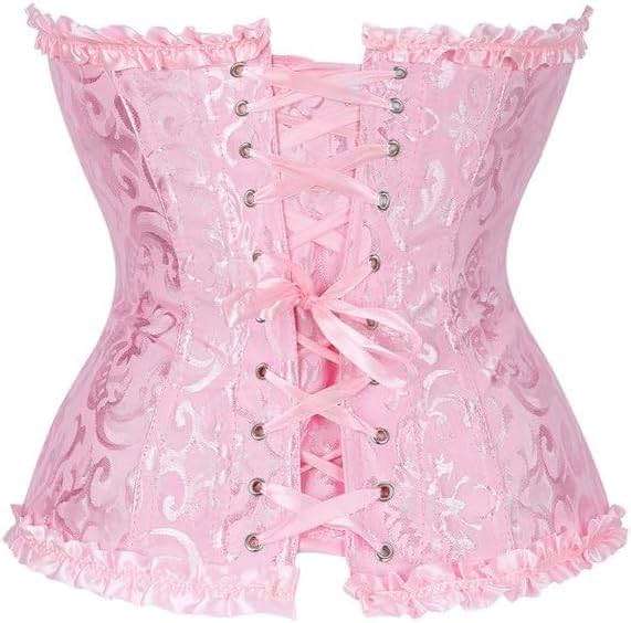 Demays Corset Tops for Women,Bustier Shapewear Lingerie,Lace Tied Renaissance Overbust Corset Push Up Bodysuit - Image 5