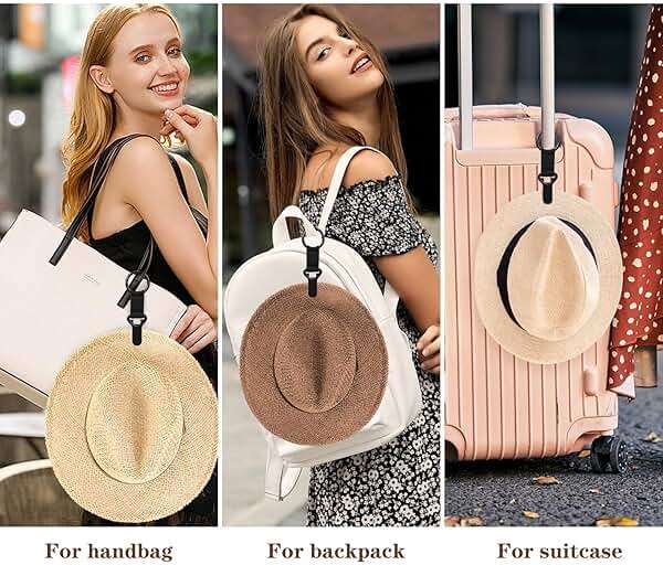 Niveaya Hat Clip for Travel on Bag - 2 Pack, Vacation Beach Cruise Essentials Accessory for Travel Handbag Backpack Luggage, Securely Hold to Keep Hat Shaped, Hands-Free, Black+Black - Image 3