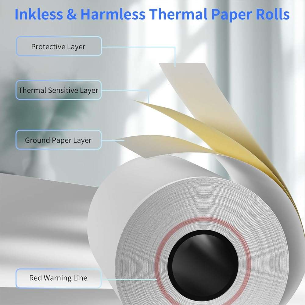 Muotich 2 1/4 x 85 Thermal Paper Rolls, 5 Rolls POS Receipt Rolls Fits All Credit Card Terminal and Cash Registers, Square Terminal Printer Paper, BPA-Free - Image 2
