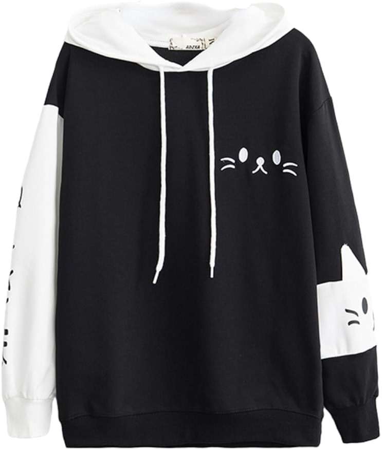 Feigujin Women Kawaii Cat Ear Hoodie Cute Japanese Anime Hooded Sweatshirt Preppy Meow Graphic Pullover Clothes Fall Winter - Image 1