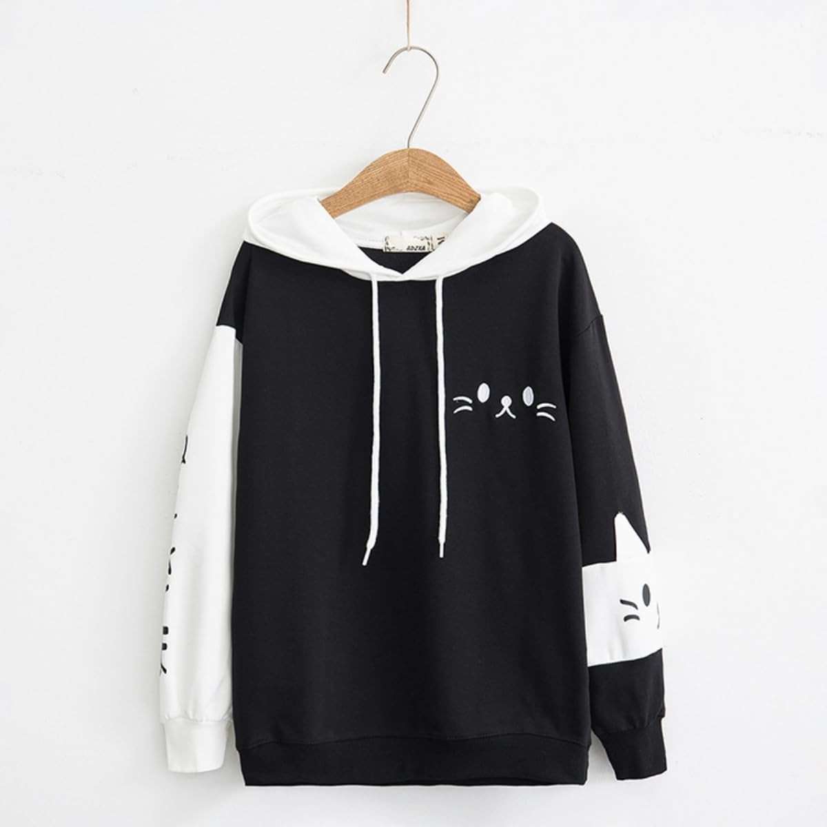 Feigujin Women Kawaii Cat Ear Hoodie Cute Japanese Anime Hooded Sweatshirt Preppy Meow Graphic Pullover Clothes Fall Winter - Image 2
