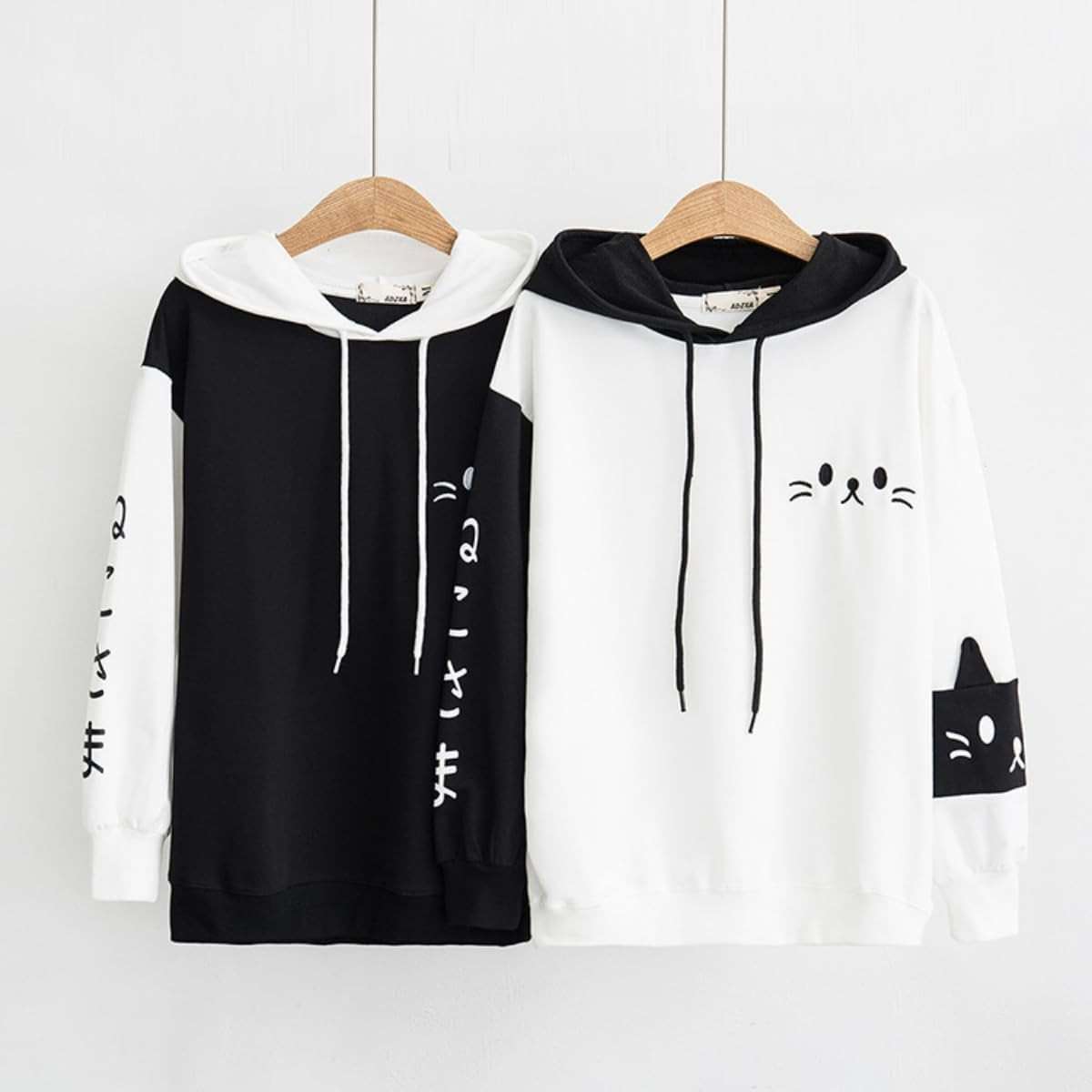 Feigujin Women Kawaii Cat Ear Hoodie Cute Japanese Anime Hooded Sweatshirt Preppy Meow Graphic Pullover Clothes Fall Winter - Image 5