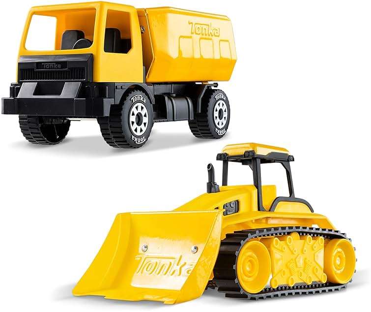 Tonka - Steel Classics Giga Series - Dump Truck & Bulldozer, 2-Pack - Image 1