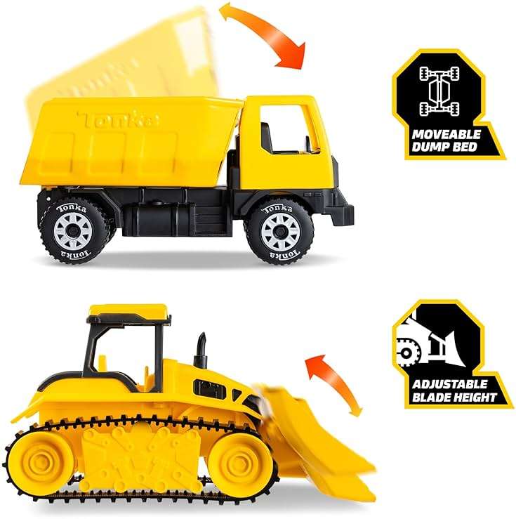 Tonka - Steel Classics Giga Series - Dump Truck & Bulldozer, 2-Pack - Image 7