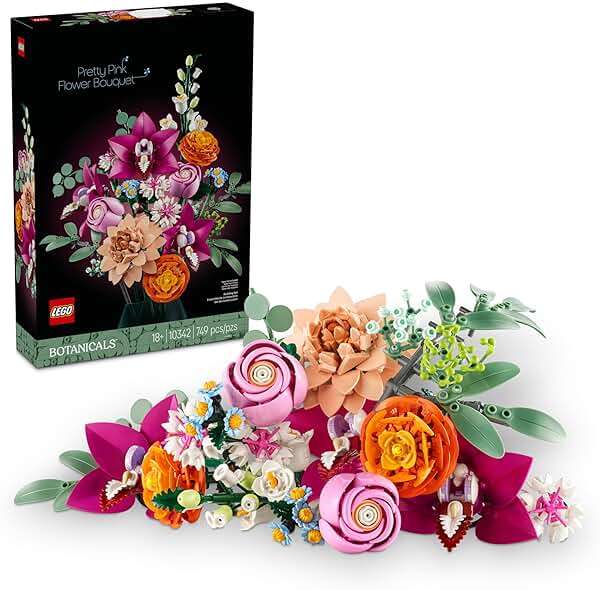 LEGO Botanicals Pretty Pink Flower Bouquet Building Set for Adults - Gifts for Birthdays - Artificial Flowers for Decor or Table Display - 10342 - Image 1