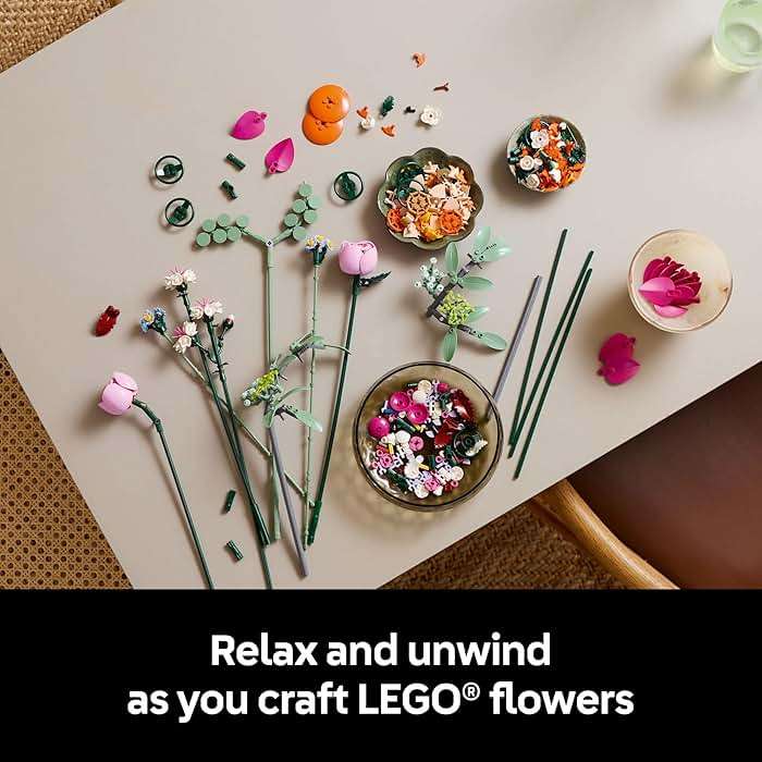 LEGO Botanicals Pretty Pink Flower Bouquet Building Set for Adults - Gifts for Birthdays - Artificial Flowers for Decor or Table Display - 10342 - Image 3
