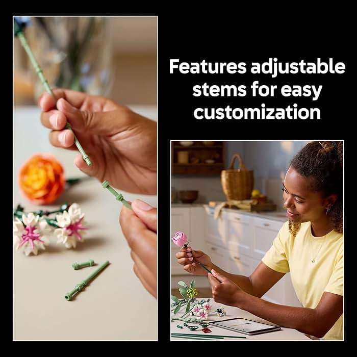 LEGO Botanicals Pretty Pink Flower Bouquet Building Set for Adults - Gifts for Birthdays - Artificial Flowers for Decor or Table Display - 10342 - Image 4