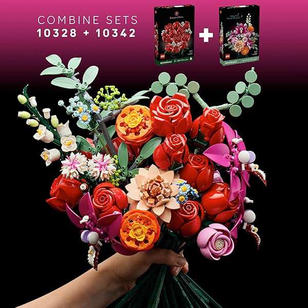 LEGO Botanicals Pretty Pink Flower Bouquet Building Set for Adults - Gifts for Birthdays - Artificial Flowers for Decor or Table Display - 10342 - Image 7