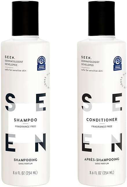 SEEN Shampoo & Conditioner Bundle, Fragrance-Free - Non-Comedogenic Hair Care Set, Dermatologist-Developed, Safe for Sensitive, Eczema & Acne-Prone Skin - Image 1