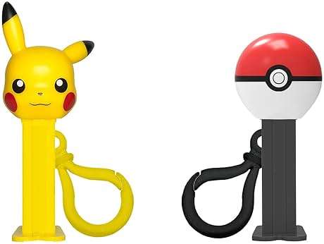Pokemon PEZ Clips (Two mini PEZ Dispensers on keychain clip + six candy refills) - Image 3
