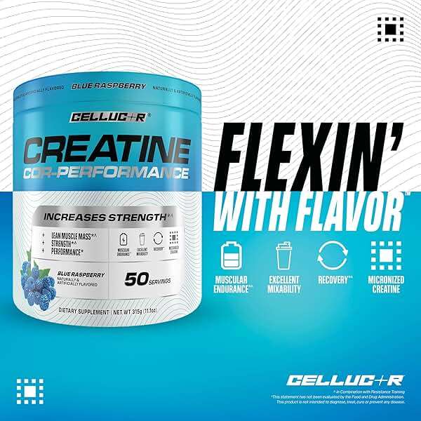 Cellucor Creatine Powder, Blue Raspberry Flavor - Increases Strength, Lean Muscle Mass & Endurance, Micronized Creatine for Fast Absorption, 5g Creatine per Serving, 50 Servings - Image 3