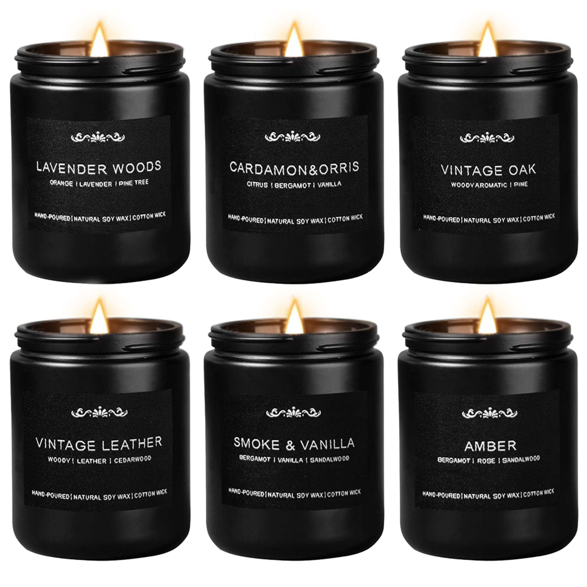 Candles for Men, 6 Pack Soy Wax Gift Set, 300H Long Lasting Home Fragrance with Masculine Scents, Gift for Dad, Husband or Boyfriend - Image 1