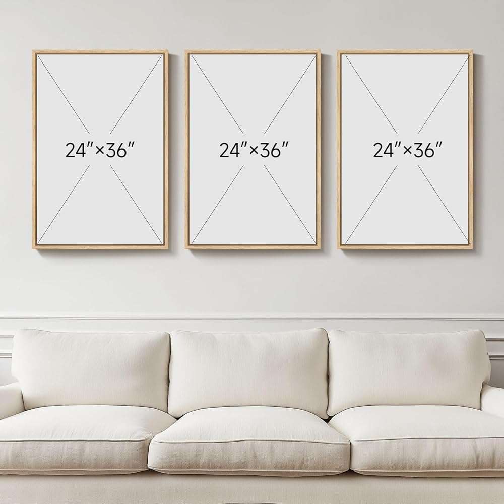 Large Framed Boho Modern Neutral Abstract Wall Art for Living Room, 3 Piece Black and White Canvas Prints Paintings Artwork for Walls, Geometric Pictures for Office Bedroom Dining Room Decor, 24x36 In - Image 3
