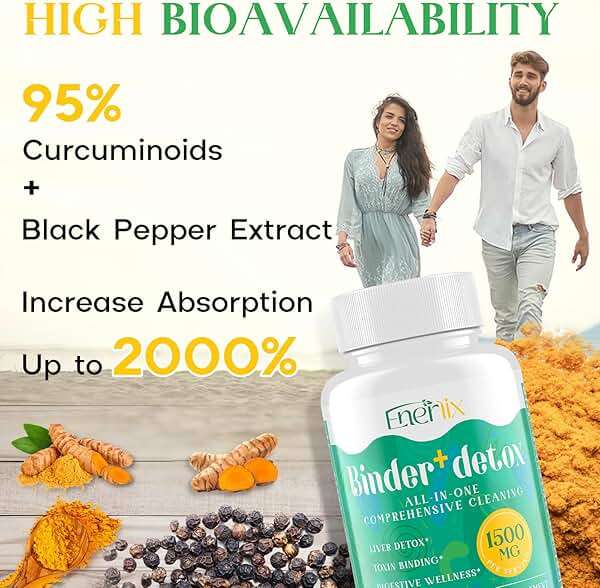 Enerlix 15-in-1 Detox Binder, Activated Charcoal, Zeolite & Bentonite Clay, Chlorella, 1500 MG Detox Supplement Maximum Absorbent, Liver Gut Digestive Detox Cleanse, 90 Vegan Capsules - Image 6