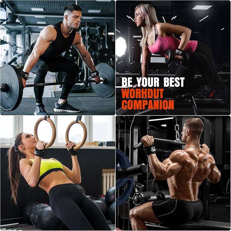 Weight Lifting Wrist Straps, Gym Straps Weight Lifting for Deadlift and Powerlifting, Double Layer Leather Wrist Wraps with Padded Cushion Wrist Loop, Weightlifting Grips for Men and Women - Image 8