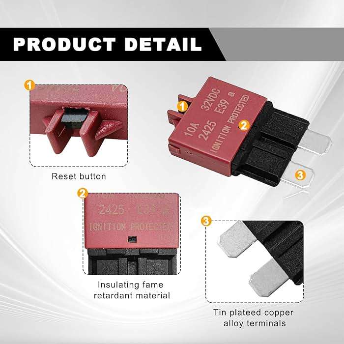 6pcs 32vdc Manual Reset Low Circuit Breaker Blade Fuse E39 ATC/ATO (5A 10A 15A 20A 25A 30A) - Image 3