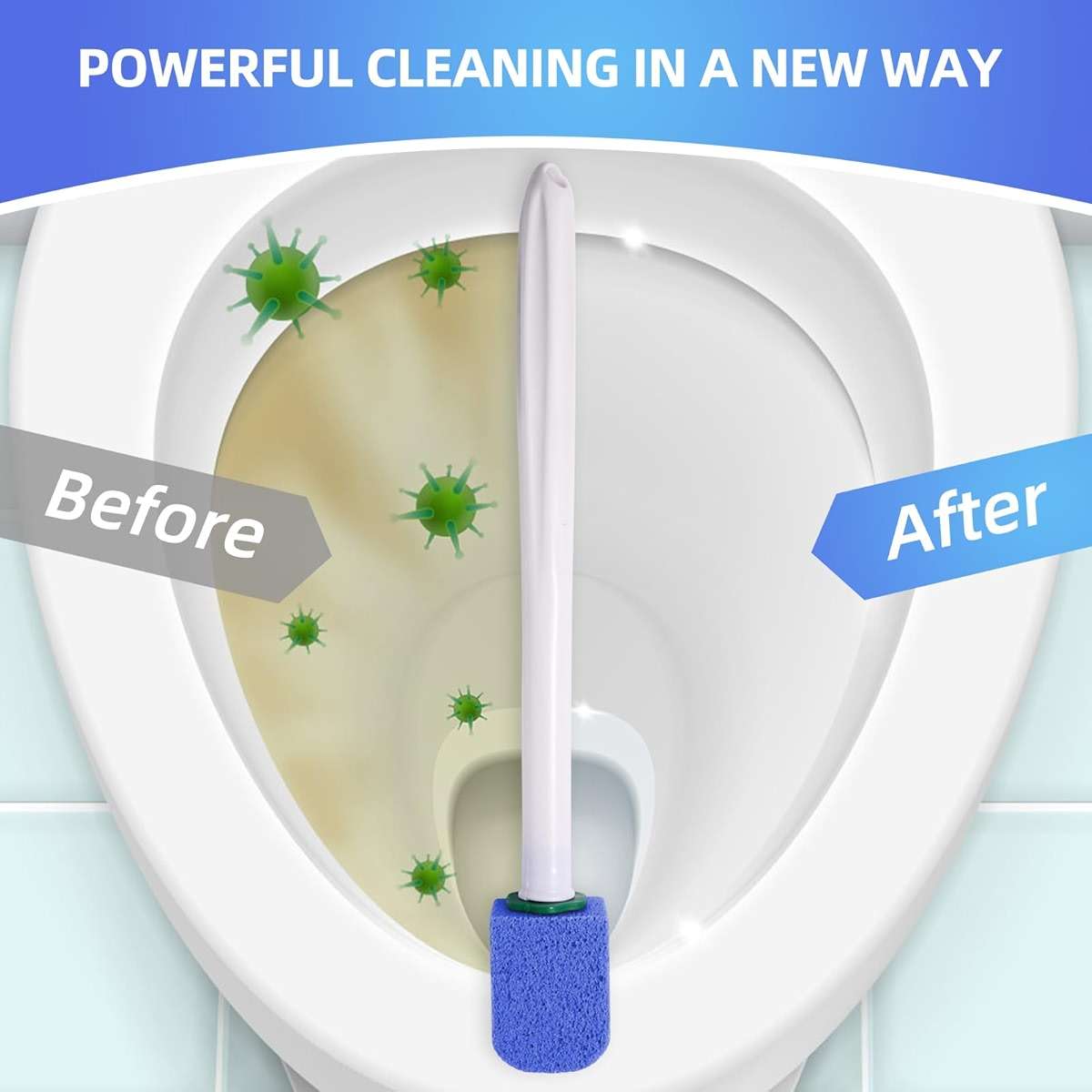 yiweiiwn Pumice Stone Toilet Cleaner with Long Handle Pumice Stone Cleaner Rust and Grease Stain Clean Suitable for Toilet Bathroom Kitchen Sink BBQ 2 Handle and 10 Pumice Stones(Blue) - Image 2
