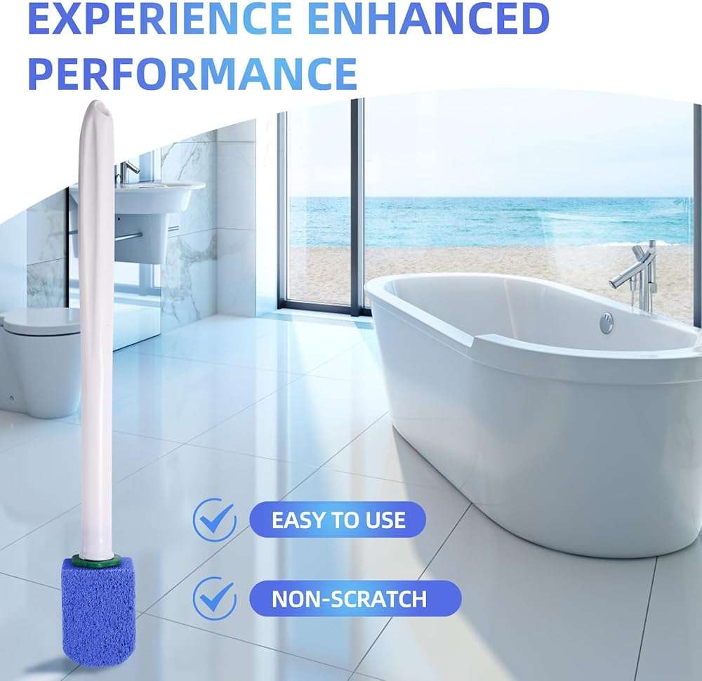 yiweiiwn Pumice Stone Toilet Cleaner with Long Handle Pumice Stone Cleaner Rust and Grease Stain Clean Suitable for Toilet Bathroom Kitchen Sink BBQ 2 Handle and 10 Pumice Stones(Blue) - Image 7