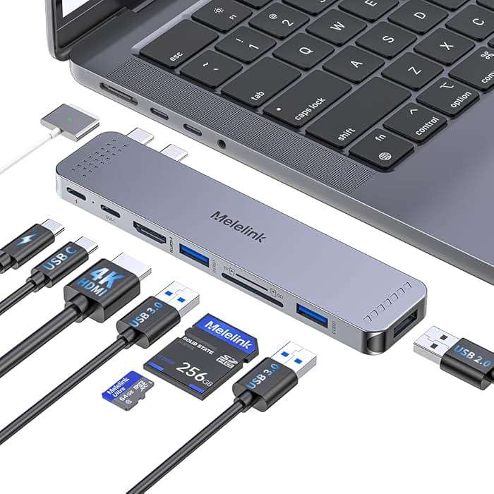 USB C Hub Adapter for MacBook Pro/Air M5 M4 M3 M2 M1 2025-2018 13" 15" 16", Mac Multiport Adapter, 8 in 2 MacBook Accessories Dongle with HDMI 4K, Thunderbolt 3, USB C&A Data Ports, SD TF Card Reader - Image 1