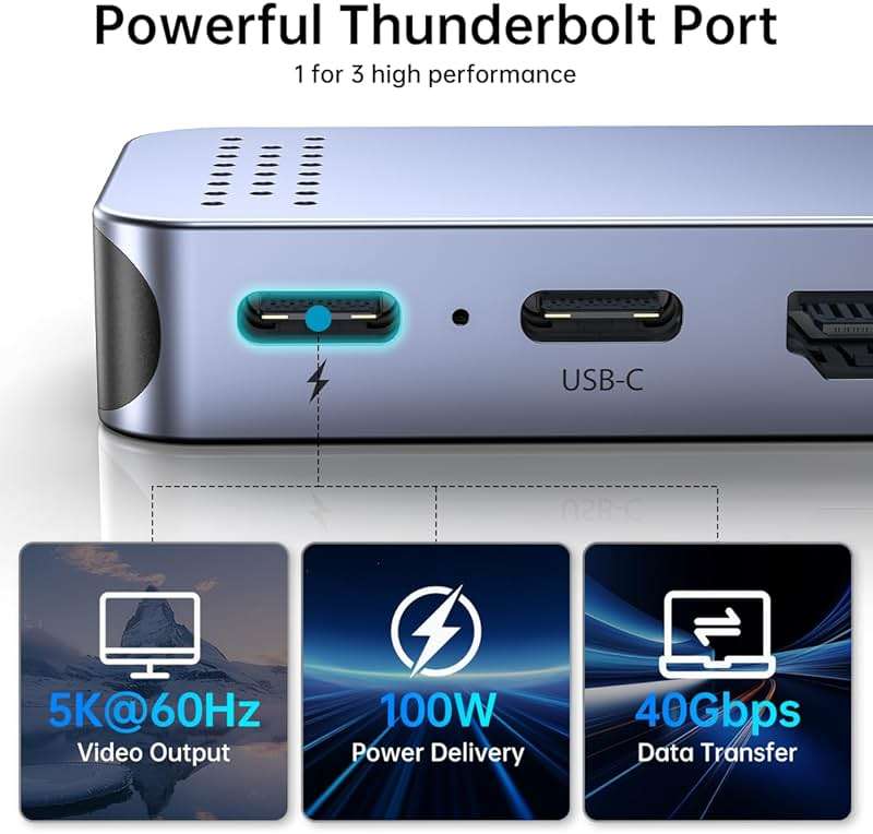 USB C Hub Adapter for MacBook Pro/Air M5 M4 M3 M2 M1 2025-2018 13" 15" 16", Mac Multiport Adapter, 8 in 2 MacBook Accessories Dongle with HDMI 4K, Thunderbolt 3, USB C&A Data Ports, SD TF Card Reader - Image 7