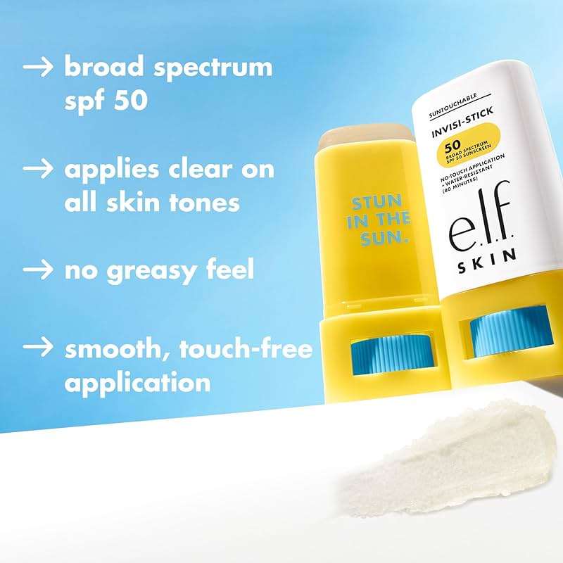e.l.f. SKIN Suntouchable Invisi-Stick Face Sunscreen SPF 50, Clear, Lightweight with Sunflower Seed Oil, Vegan & Cruelty-Free - Image 3
