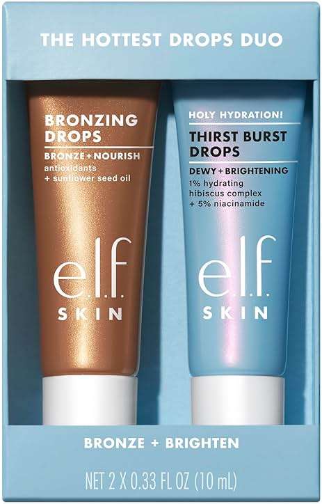 e.l.f. SKIN The Hottest Drops Duo, Holy Hydration! Thirst Burst & Bronzing Skincare Set, For A Dewy, Sun-Kissed Look, Vegan & Cruelty-Free - Image 1