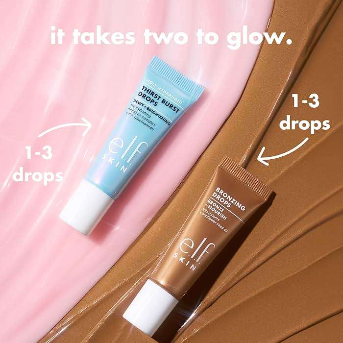 e.l.f. SKIN The Hottest Drops Duo, Holy Hydration! Thirst Burst & Bronzing Skincare Set, For A Dewy, Sun-Kissed Look, Vegan & Cruelty-Free - Image 3