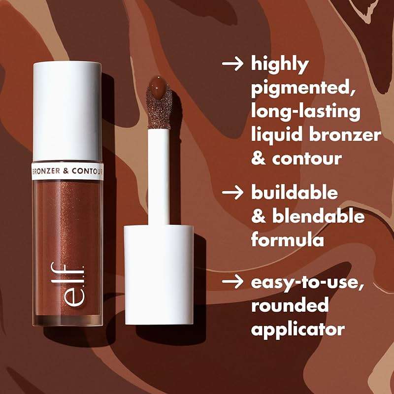 e.l.f. Camo Liquid Bronzer & Contour, Silky Pigmented Formula, Long-Lasting Glow for A Sun-Kissed, Sculpted Finish, Vegan & Cruelty-Free, 3 Light - Image 4