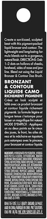 e.l.f. Camo Liquid Bronzer & Contour, Silky Pigmented Formula, Long-Lasting Glow for A Sun-Kissed, Sculpted Finish, Vegan & Cruelty-Free, 3 Light - Image 8