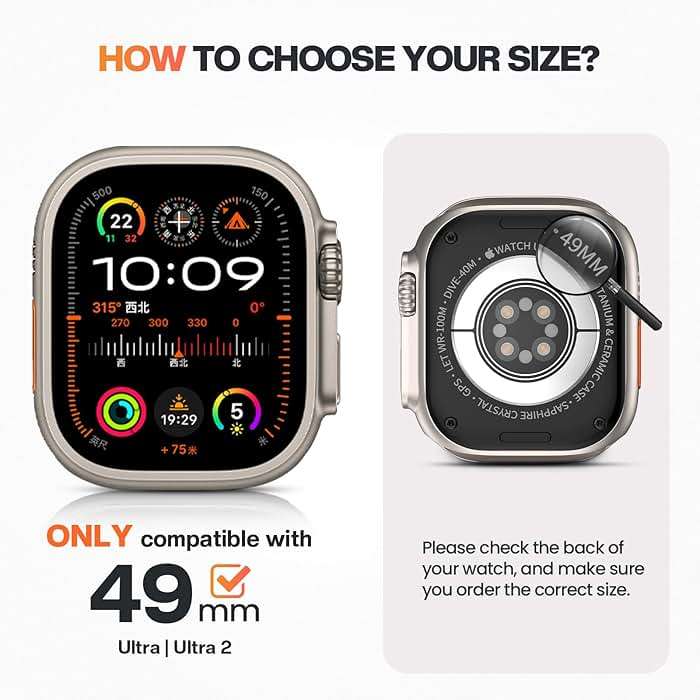 Goton Metal Case for Apple Watch Ultra 3/2/1 49mm Screen Protector, Rugged Bumper Tempered Glass with Back Cover Compatible with 2025 Ultra3 - Image 2