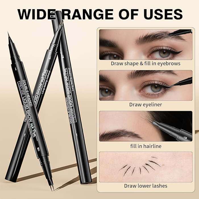 Microblading Eyebrow Pencil,2-in-1 Dual-Ended Eyebrow Pen with 2 Tip brow pen and Precise Brush-Tip,Brow Pen for Natural Waterproof and Long-Lasting Brows (Brown) - Image 3