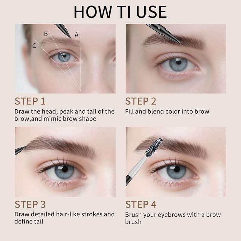 Microblading Eyebrow Pencil,2-in-1 Dual-Ended Eyebrow Pen with 2 Tip brow pen and Precise Brush-Tip,Brow Pen for Natural Waterproof and Long-Lasting Brows (Brown) - Image 7