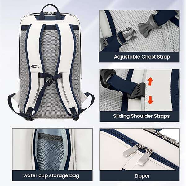 CCGTIOR Tennis Racket Bag Pickleball Padel Backpack With Shoe Compartment, Laptop Sleeve,Fence Hook,Ball Sleeve - Image 5