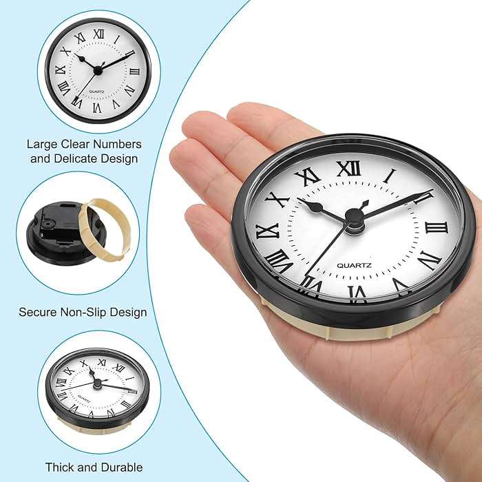 PATIKIL 3.5" 90mm Quartz Clock Insert, Round Quartz Movement Miniature Clock Mini Roman Numeral Clock Fit 78mm/3.1" Diameter Hole for Replacement Home, Black/White, Style 3 - Image 3